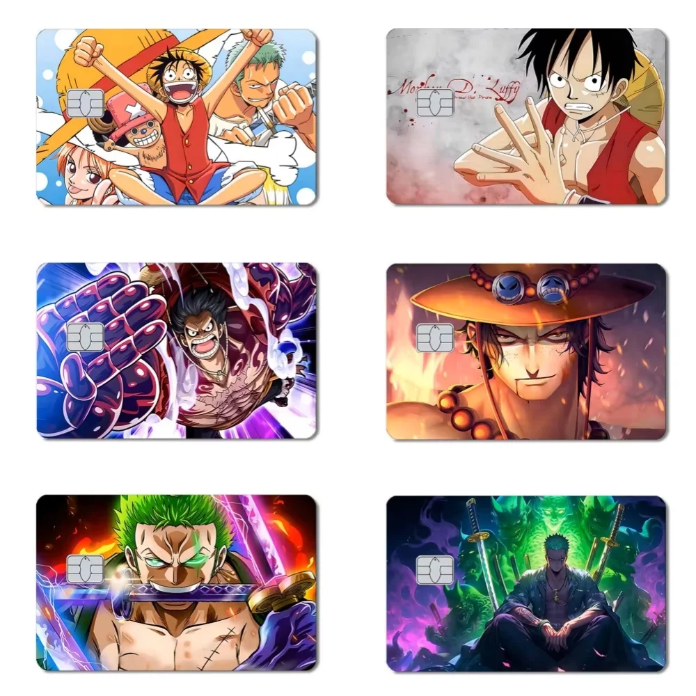 One Piece Bankkarten-PVC-Wasserdichte HD-Aufkleberfolie Anime Cartoon Luffy Zoro Schutzfolien Kleine Chip-Debitkarten-Dekor-Aufkleber