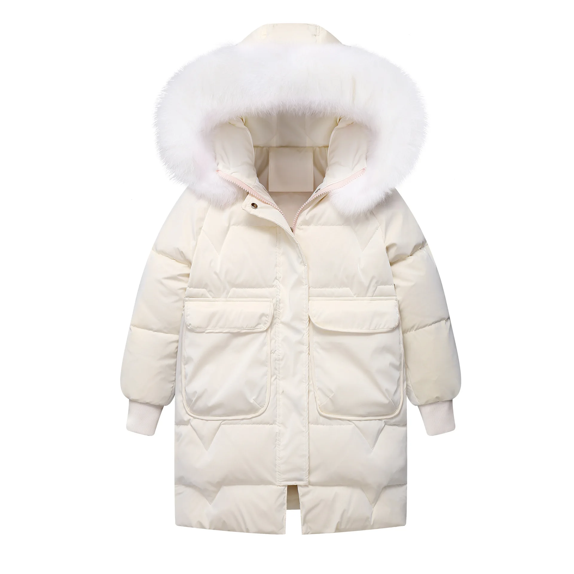 

New children's down jacket medium to long, girls' medium to large thick unwashed colorful candy colored winter coat