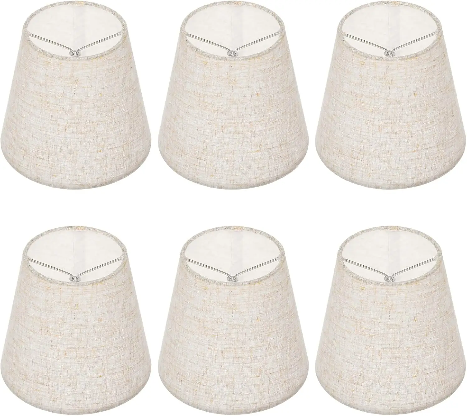 

6 Pcs Chandelier Lamp Shades 5 Inch, Mini Chandelier Shades Clip On for Table Lamps Wall Lamp Replacement, Natural Linen