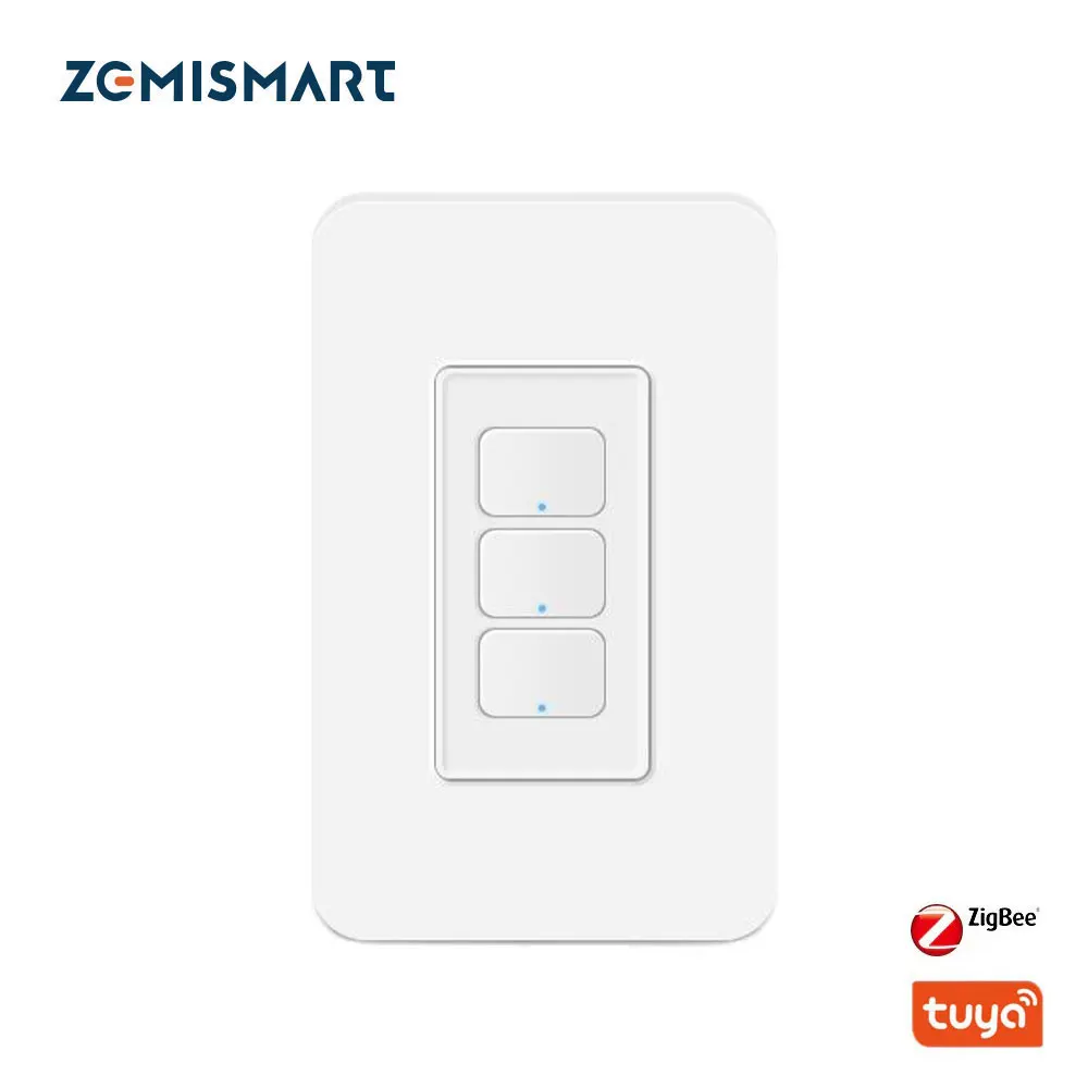 

Zemismart Tuya Zigbee Smart Light Switch With Neutral 1 2 3 Gangs Push Button Interrupter Alexa Google Home Smartthings App