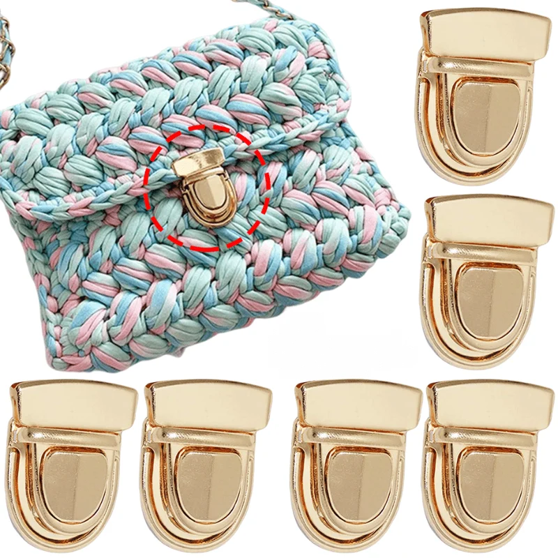 Metal Turn Lock Clasp, Gold Purse Locks for DIY Handbag, Bag Hardware Accessories, Metal Lock for Handbag