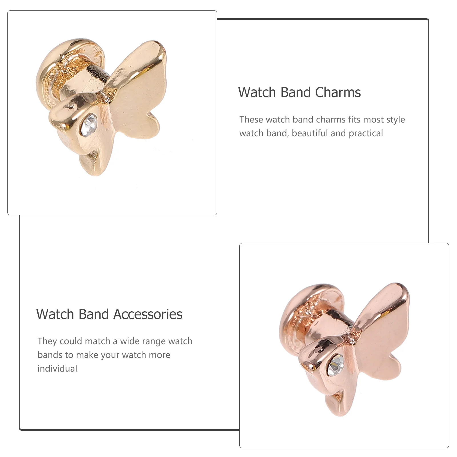 Breloques décoratives pour bracelet de montre, 10 pièces, fermoir en alliage de Zinc mignon et élégant pour montre intelligente, bracelet en Silicone, mise à niveau de remplacement