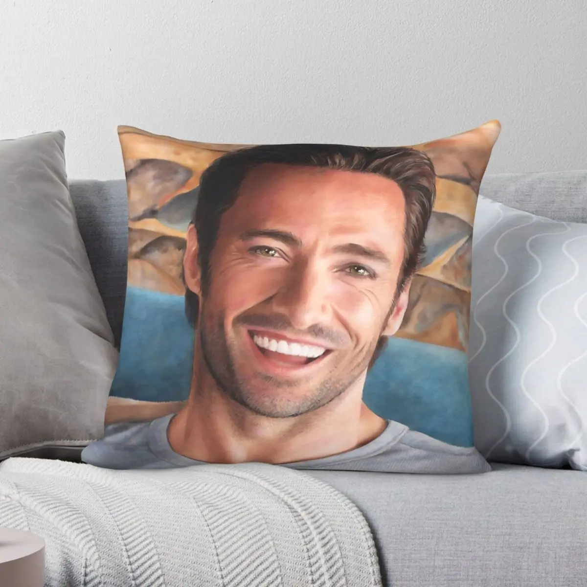 Hugh Jackman Art Pillowcase Polyester Linen Velvet Pattern Zip Decor Throw Pillow Case Home Cushion Cover