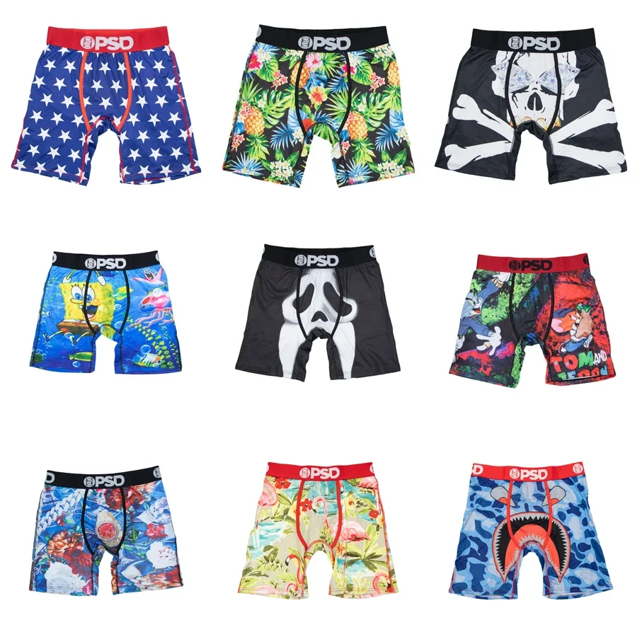 1Pcs Sexy Men Underwear Boxers Men's Panties Lingerie Breathable Printed Male Underpants Plus Size Man Boxer Briefs Mens Trunks