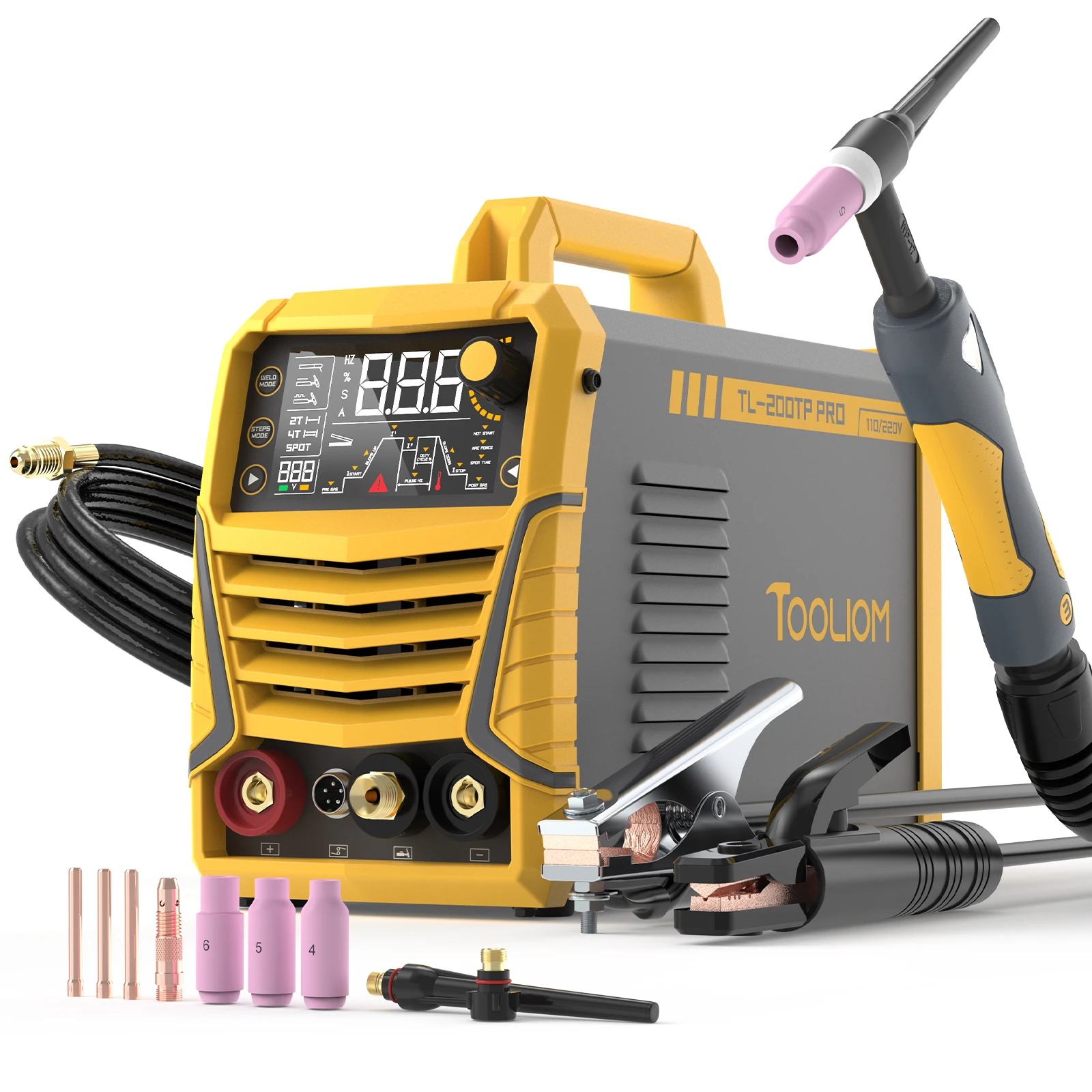 

TOOLIOM 200A AC/DC TIG Welder with Pulse, 110V/220V Dual Voltage, Spot/Stick Modes, Large LED Display, IGBT Inverter Technology