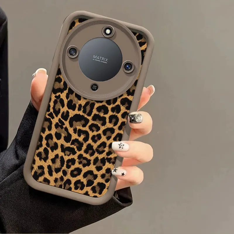 Flexible Silicone Case For Honor X9d Protective Cover Shockrpoof Leopard Print Cover Funda
