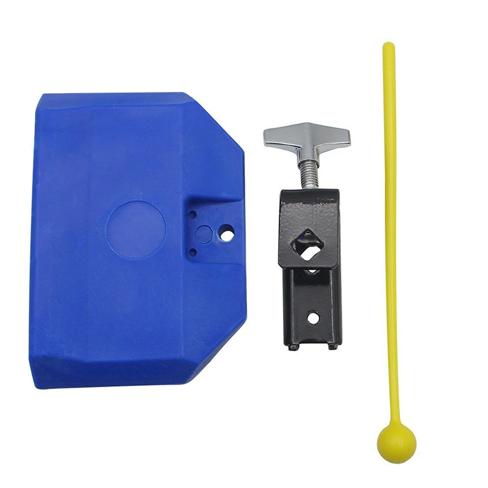 

High Pitched Durable Plastic Cow Bell Blue Natural Crisp Sound ABS Hard Complete Mounting Clamp Mallet Suitable Holder Support