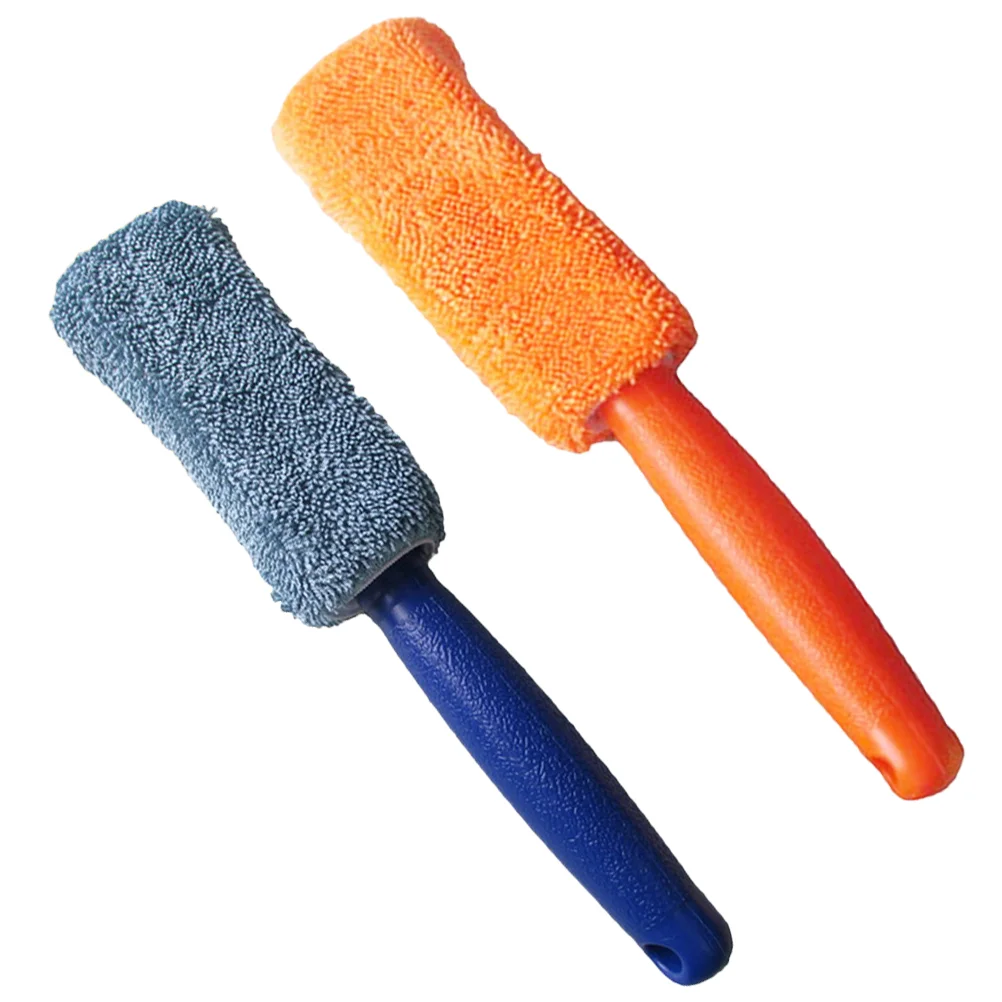 

2 Pcs Microfiber Long-handled Tire Brush Car Wheel Washing Cleaning Tool for Detailing Cleaner Supplies Rims Washer Wheels