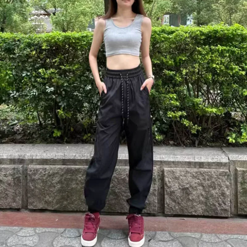 

Женские рабочие брюки размера плюс с завышенной талией, облегающие черные короткие и тонкие повседневные брюки до щиколотки, брюки-карго большого размера