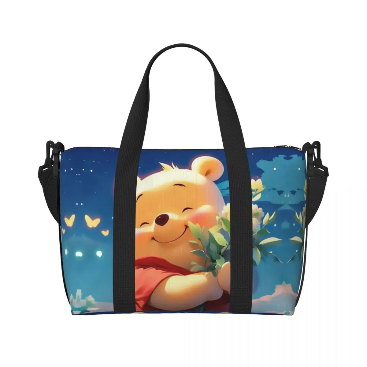 

Custom Winnie Pooh Tote Bag Women Large Capacity Animal Classical Printing Gym Beach Travel Bags