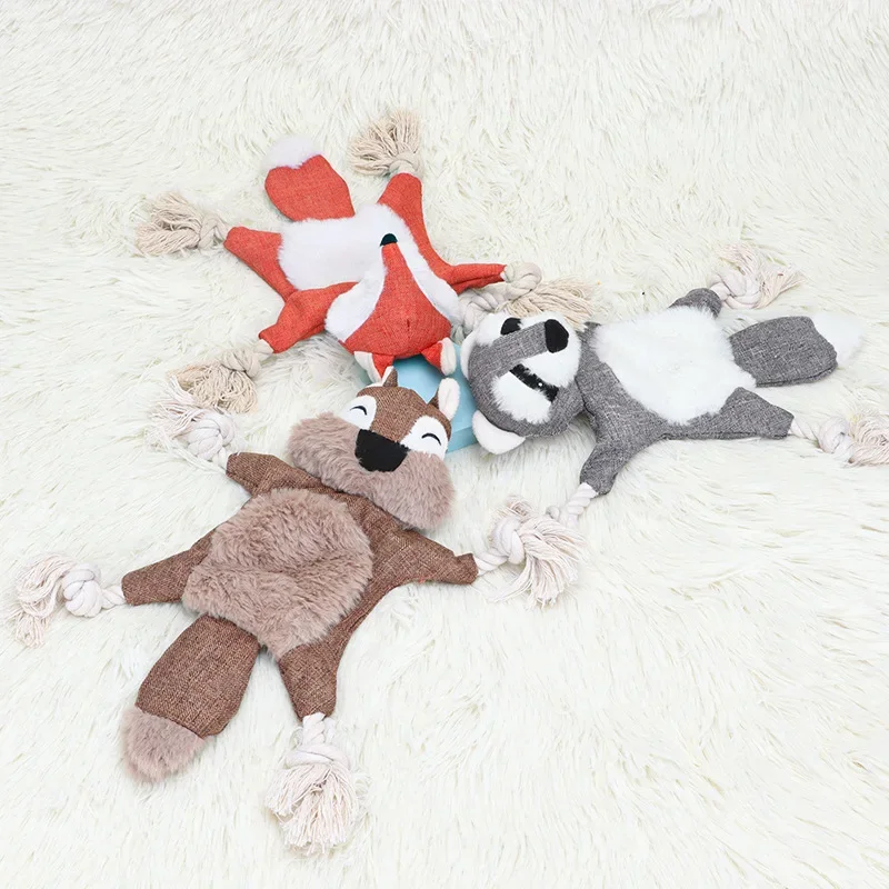 Pet Toys Plush Soundmaking Dog Supplies Durable and Bite Resistant Fox and Squirrel Pet Toys