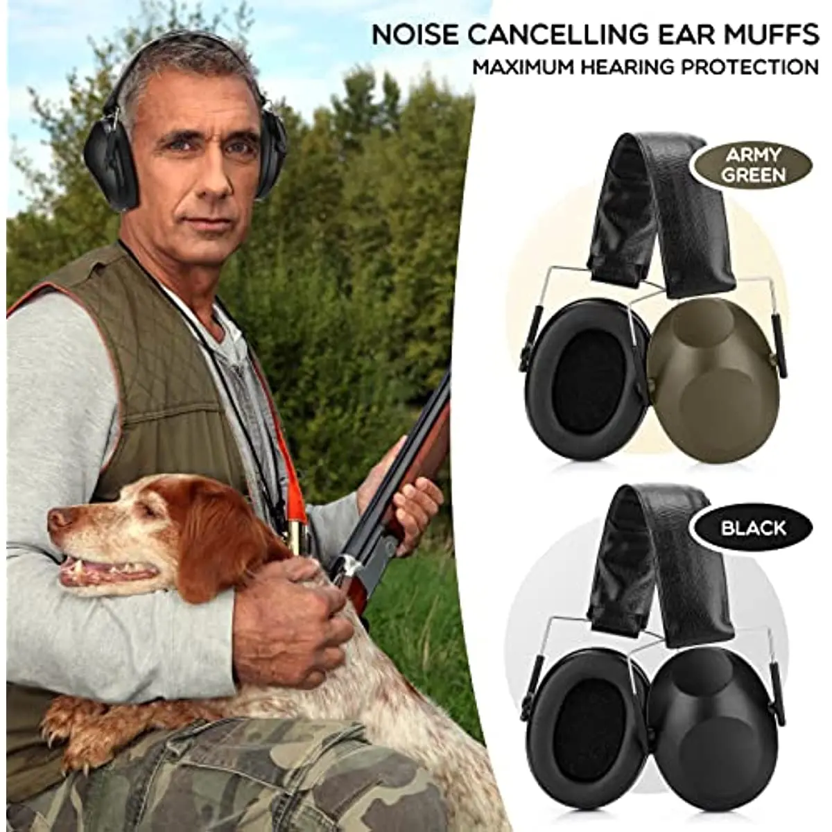 

Shooting Ear Protection Earmuffs with NRR 21dB Noise Cancelling Safety Ear Muffs Hearing Protection for Shooting Range Foldable