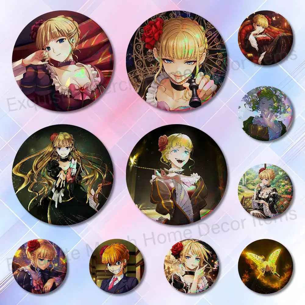 U-Umineko no Naku Koro ni Beatrice Enamel Pin Tinplate Round Brooch Cosplay Nijigen Otaku Culture Badges 58mm 44mm 32mm 25mm