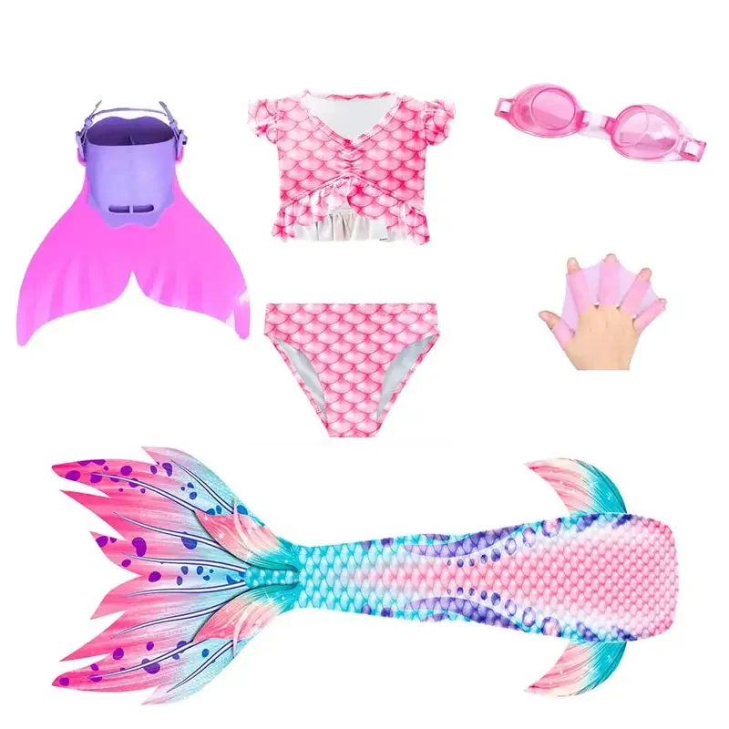 Girls Mermaid Tail Cosplay Costume Kids Children Swim Mermaid Tail Swimwear Pool Beach Swimsuit Monofin Anime Costume