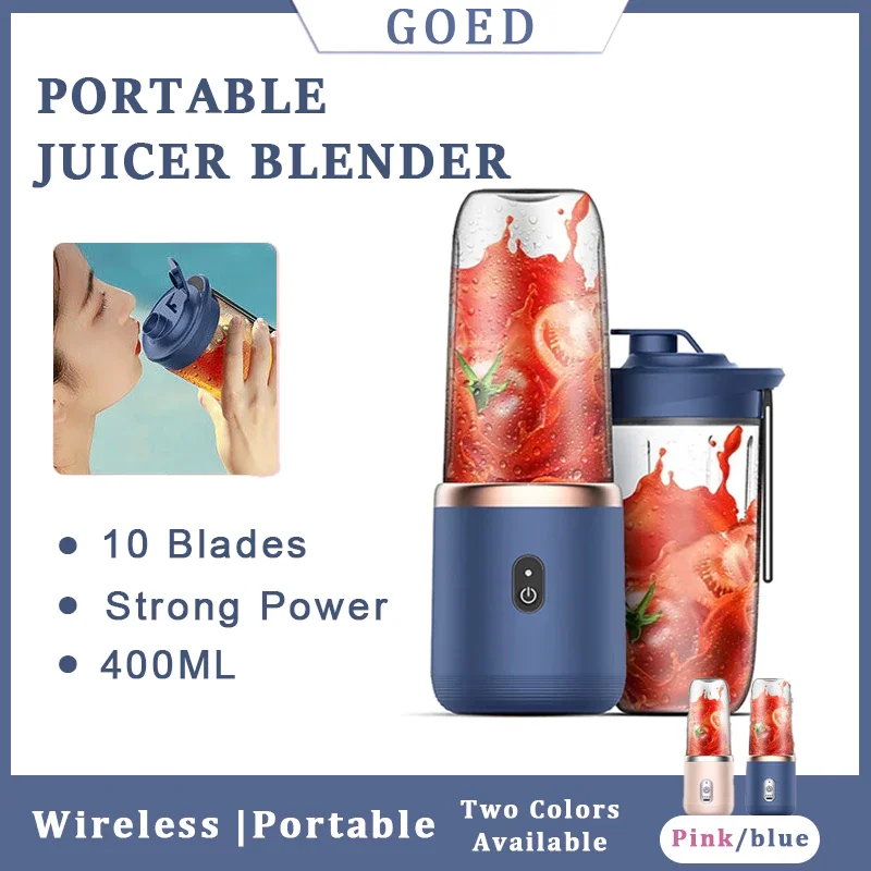 Electric Fruit Juicer Blender Mini Wireless Portable Blenders Household USB Charging 6 Blade Juice Machine Gift Juice Cup