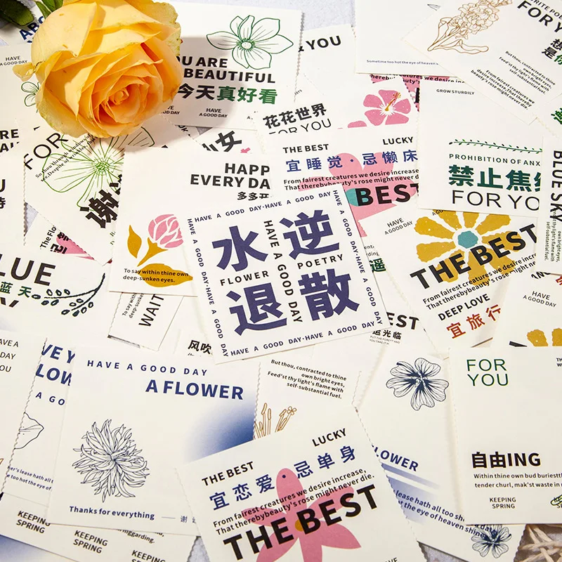 1 Sheet Simple Floral Blessing Note Memo pad for Greeting Cards Gift Tags Material Decoration Bookmarks