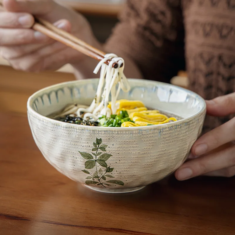 5.5-Inch ceramic rice bowl featuring water ripple fruit yogurt bowl Japanese household wonton small soup bowl