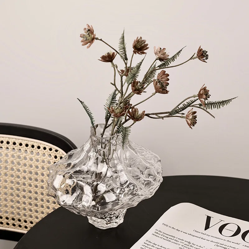 Creative Nordic Light Luxury Art Canyon Style Glass Vase Ins Style High-end Transparent Hydroponic Flower Arrangement Ornaments