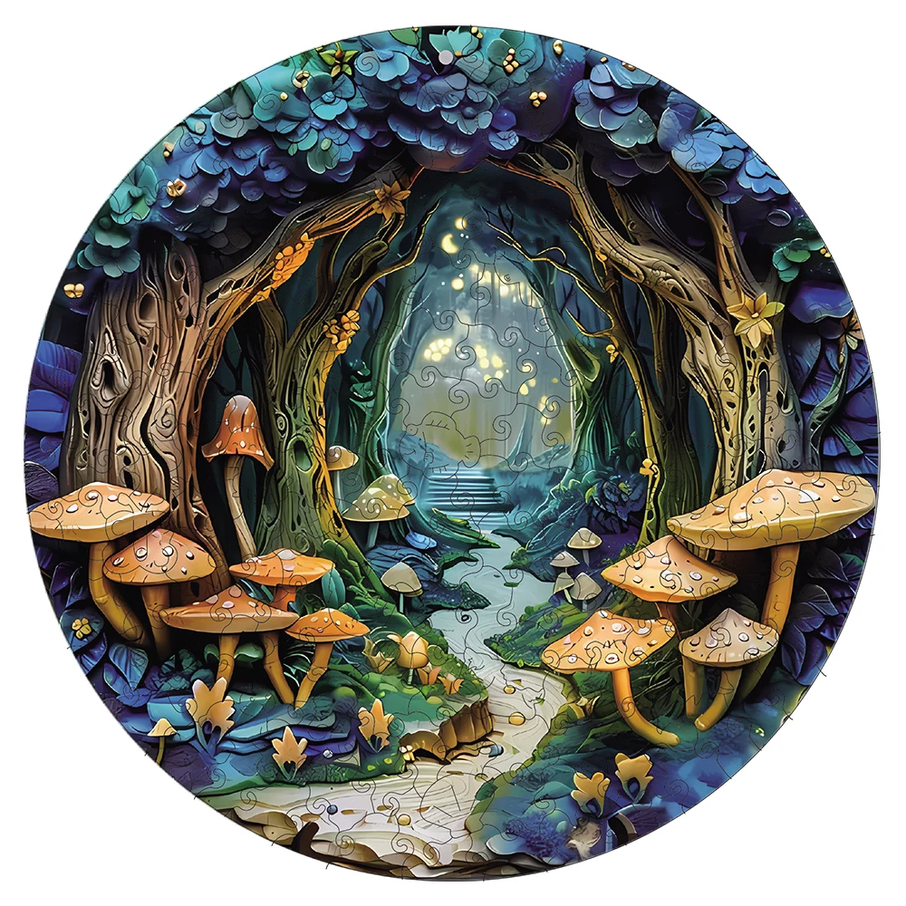 Forest Mushroom Path Wooden Puzzle For Adults, High Difficulty Toys, Concentration Training, Hallowee Christma Birthday Holiday Gifts, Home Decor