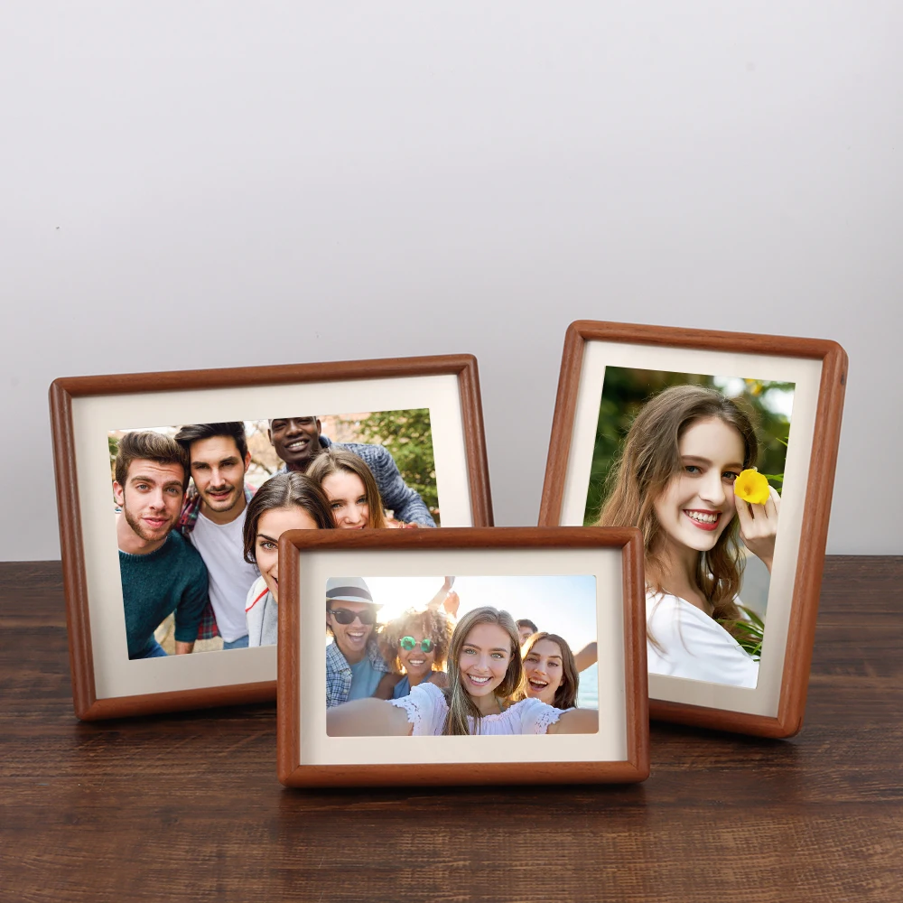 New 6/7/8 Inch Black Walnut Photo Frame Simple Simulation Wood Mortise Tenon Photo Frame Handmade Picture Frame