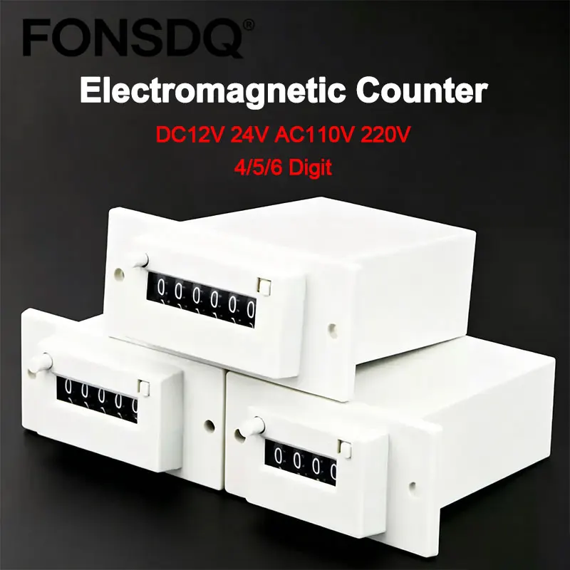 Contador Electromagnético de 4/5/6 Dígitos, Contador de Pulsos DC12V 24V AC110V 220V, Contador Mecánico Industrial