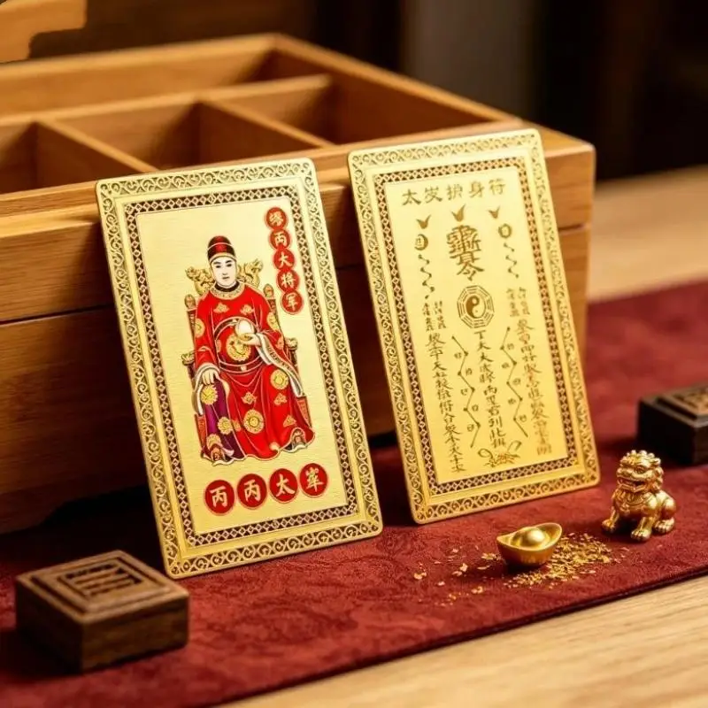1/3 Pcs Pocket Size Tai Sui Feng Shui Gold Card Exorcism Protection Prayer  for Wallet Carry Gifting