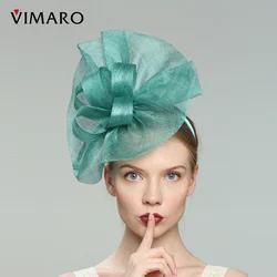 VIMARO Teal Sinamay Fascinators for Women Elegant Headbands Fascinator Hats for Women Wedding and Church Derby Hat Women
