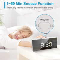 Electric Mirror Clock Digital Alarm Clock Temperature Display Office Work Clock USB Battery Powered Table Clock 12/24H LED Clock