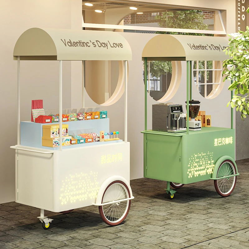 Outdoor wrought iron pedestrian street snack shopping mall promotional scenic spot movable display car