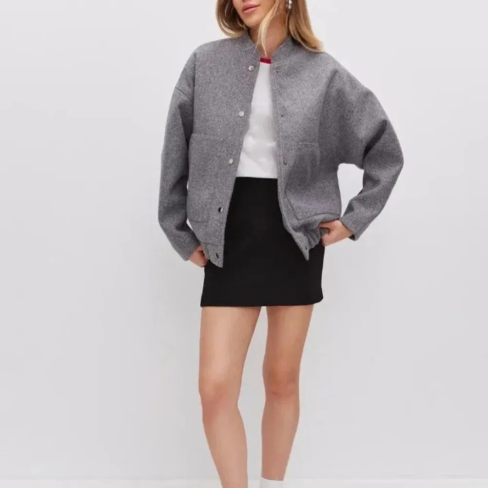 Women Office Coat Outwear Female Regular Length Jacket Women Stand Collar Coat Stand Collar Design Solid Pattern