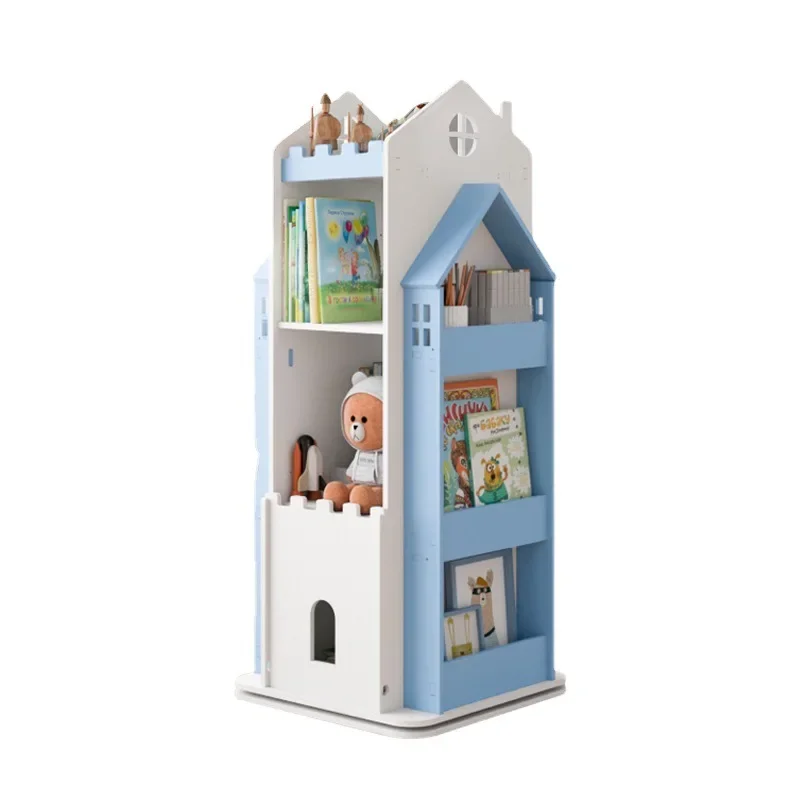 Creative Castle 360 Degree Rotating Bookshelf Children's Picture Book Rack Student Storage Shelf
