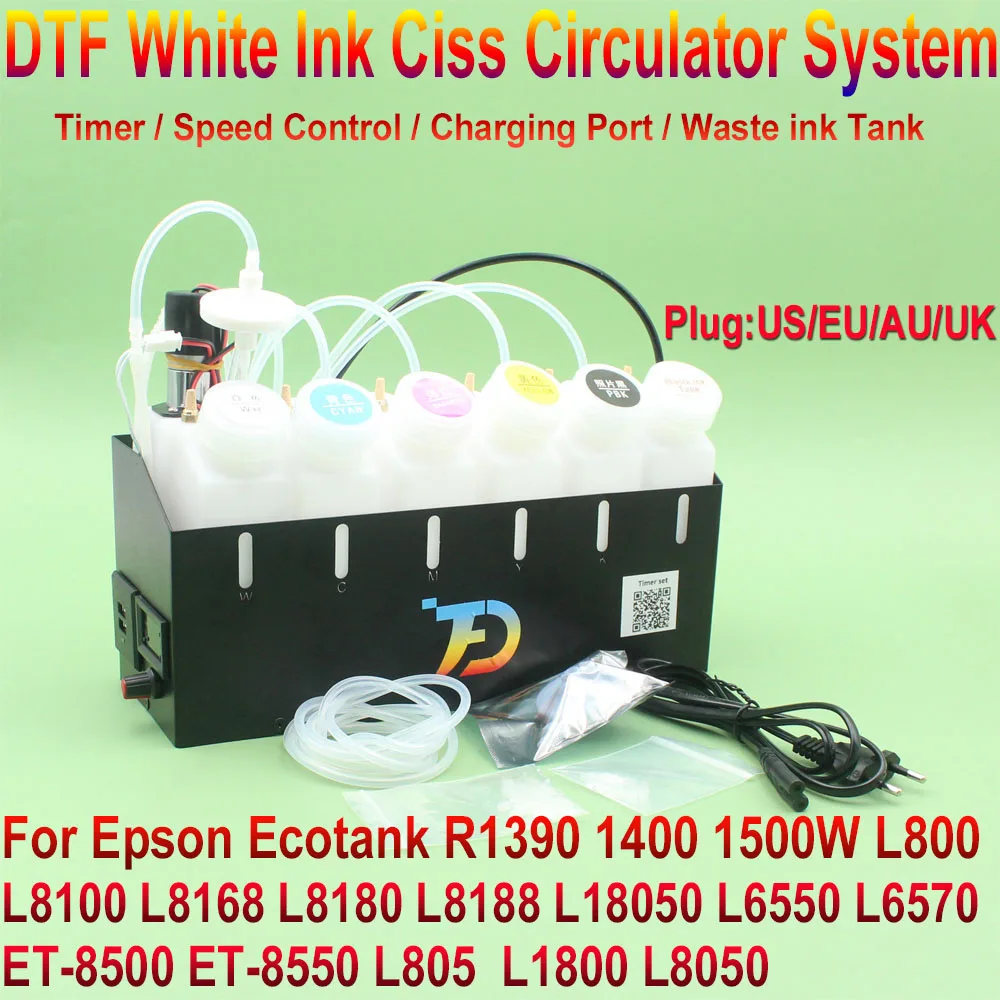 ET8550 18100 DTF White Ink Circulation CISS Machine For Epson L18050 L8050 L1800 L800 L805 XP600 8500 Ink Kit Timer Control