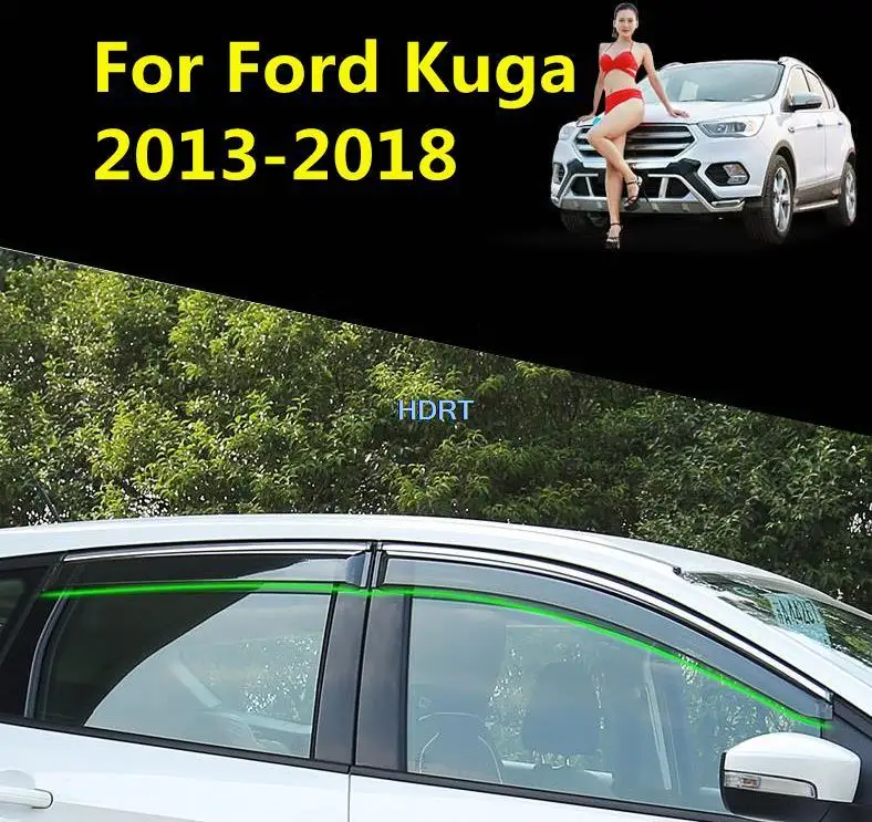 

Window Visor Vent Shade Rain Sun Wind Guard Deflectors Awnings Shelters Protection Kit Covers For Ford Kuga Escape 2013-2018 Car