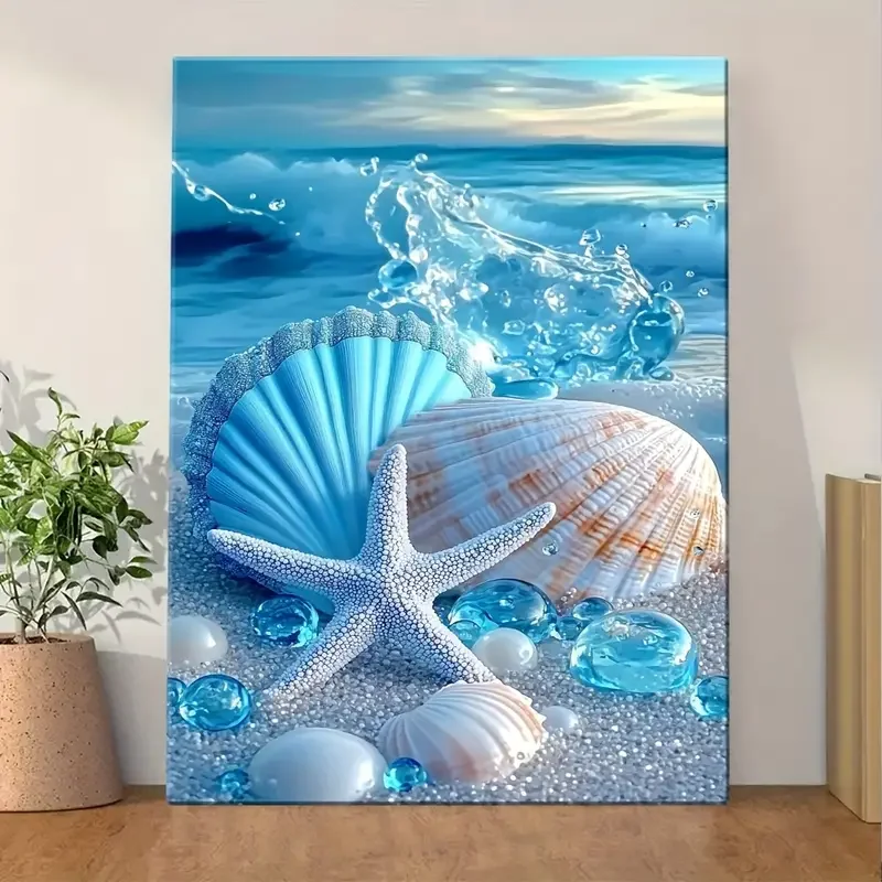 Ocean Theme Decorative Poster, Shells, Starfish, Suitable For Bedroom, Living Room, Office, An Ideal Gift For Home ,No Frame
