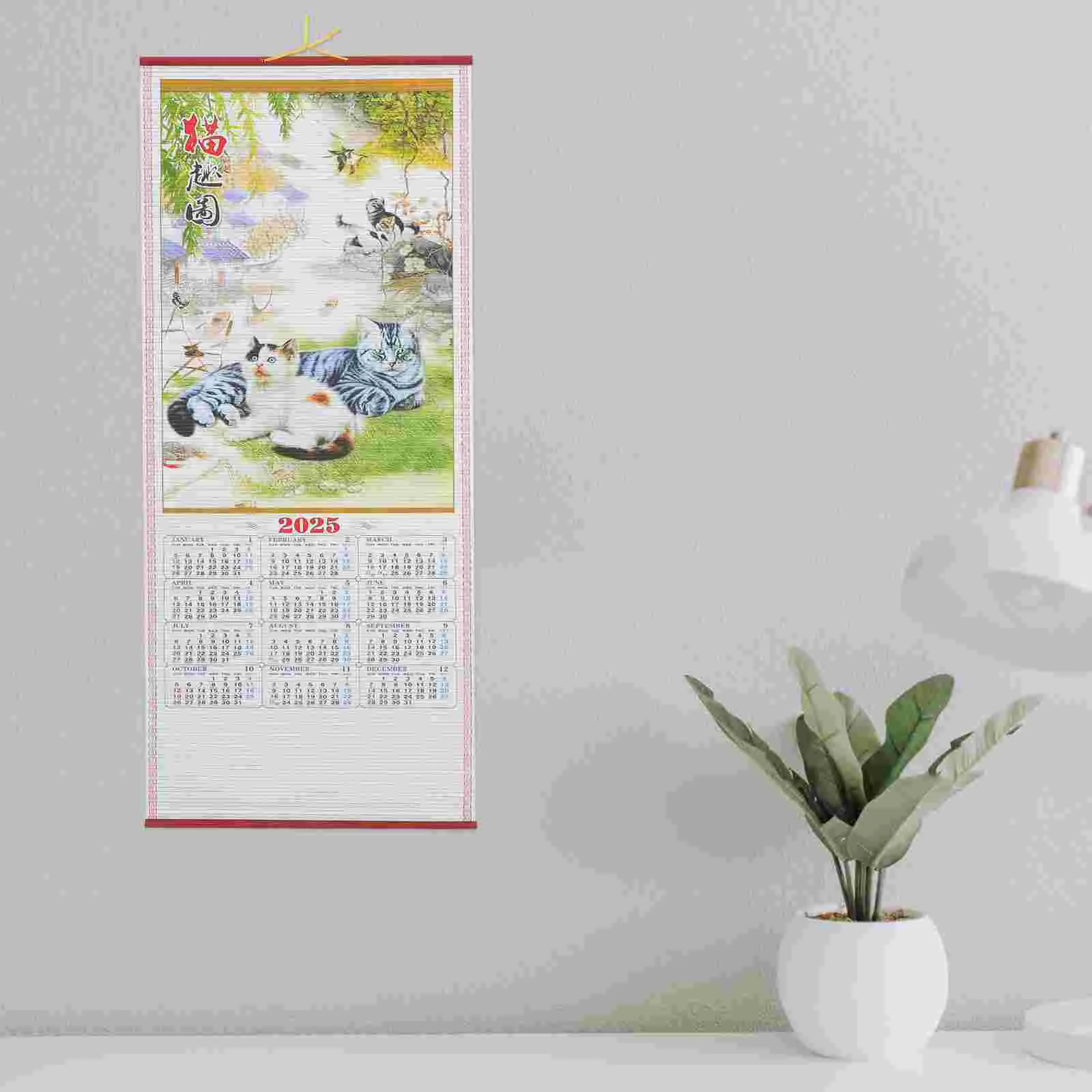 Imitation Rattan Hanging Scroll Calendar Planning Delicate Daily Wall Monthly Wall-mounted