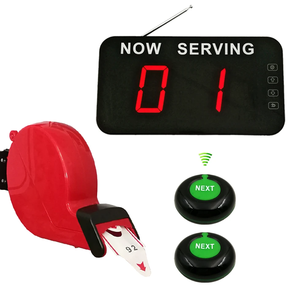 Complete kit Wireless Calling System Pager with 2 Call Button and 1 Display Receiver and 1 Ticket Dispenser for Restaurant