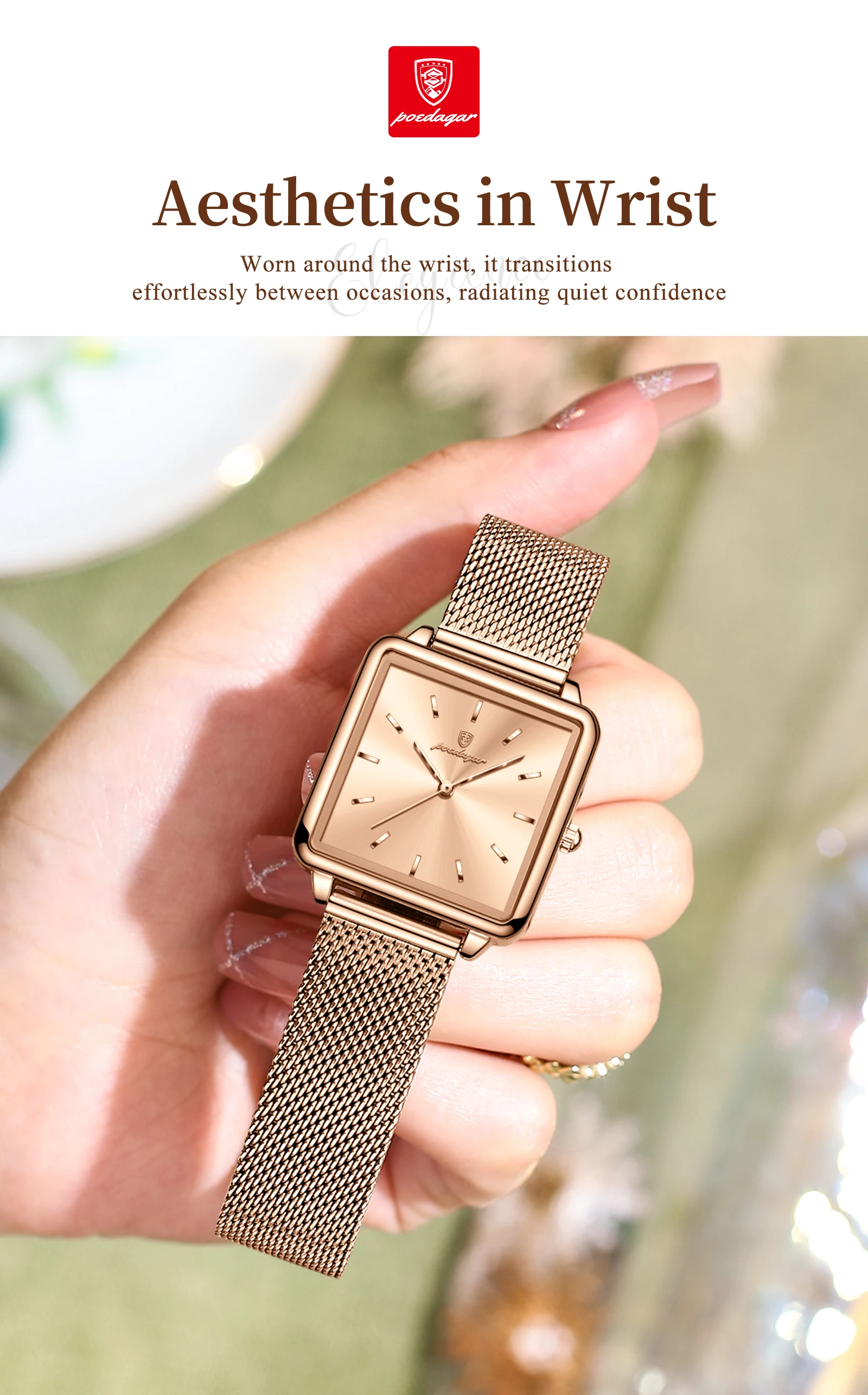 POEDAGAR Platz Mode Damen Uhr Wasserdichte Edelstahl Mesh Uhr Für Frau Elegante frauen Quarz Uhren Weibliche Reloj – Detail 9