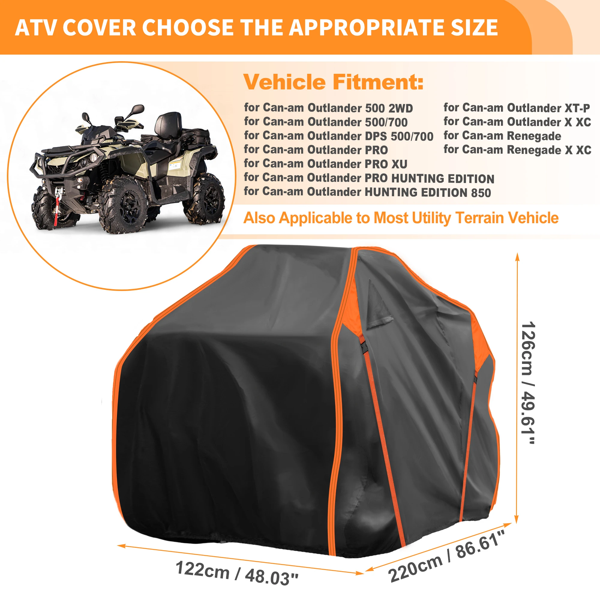 

Водонепроницаемый чехол UXCELL для квадроцикла Can-am Outlander 500 2WD 210D-PU