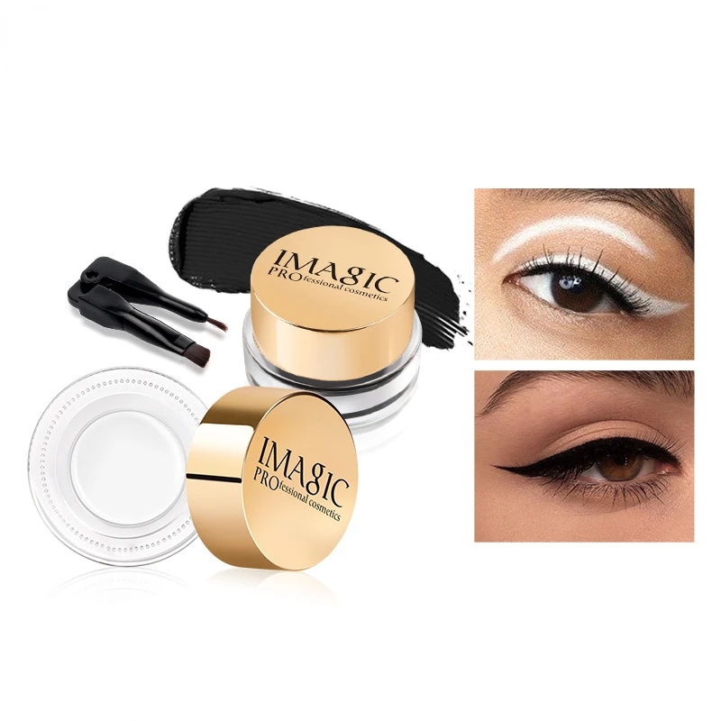 IMAGIC 2-Color Gel Eyeliner Waterproof Quick Dry Long-lasting EyeLiner Cream With Brush Face Paint Professional Cosmetic Tool