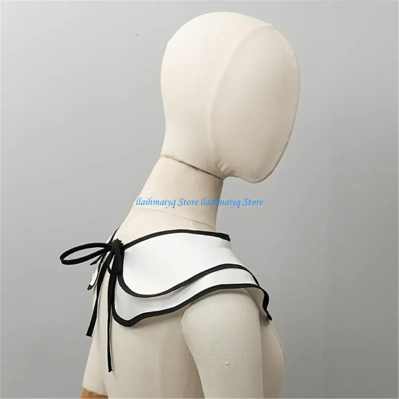 573B Collar Insert for Sweater Layering, Detachable Faux Shirt Collar with Front Button Detail and Clean Pointed