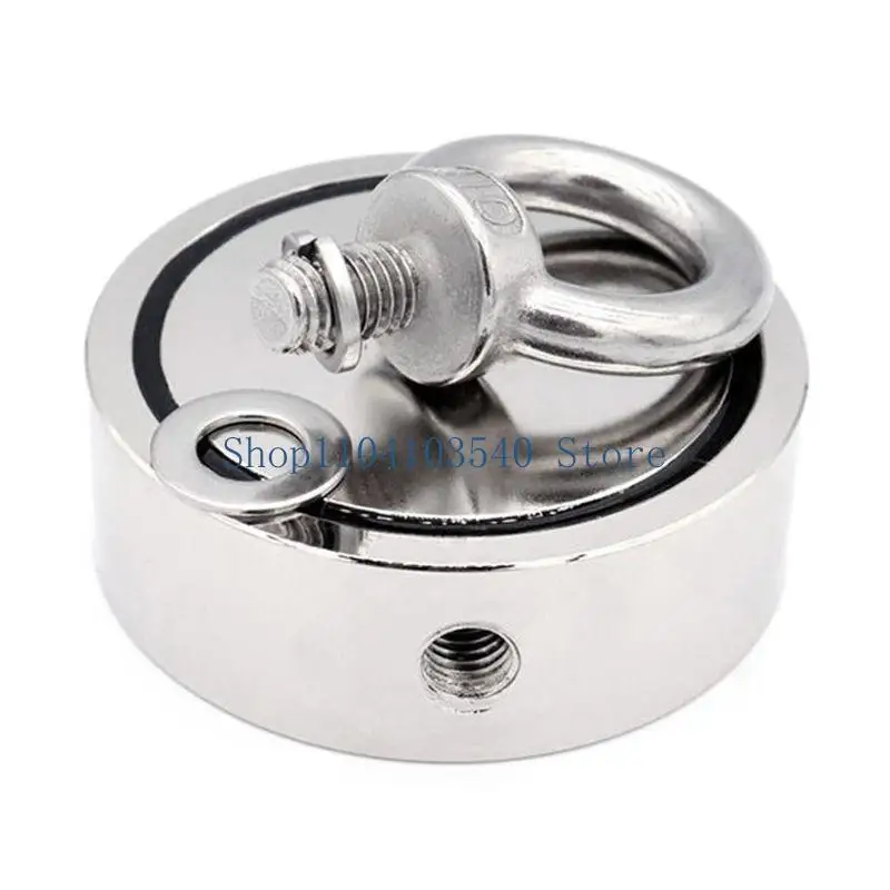 02DC 120Kg Dual Sides Magnet Strong Neodymium Permanent Fishing Magnets with 20m Braided Rope for Salvage