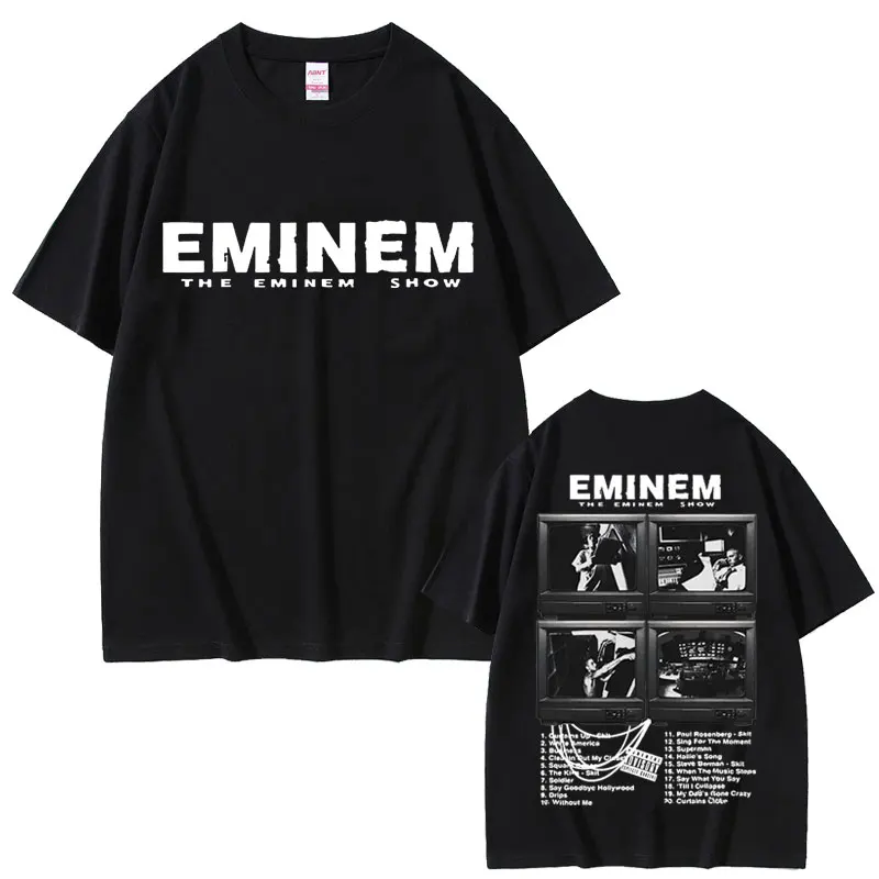 

Rapper Eminem World Tour Graphic T-shirt Men Women Vintage Oversized Tshirt Short Sleeve Male Hip Hop Fashion T Shirt Streetwear