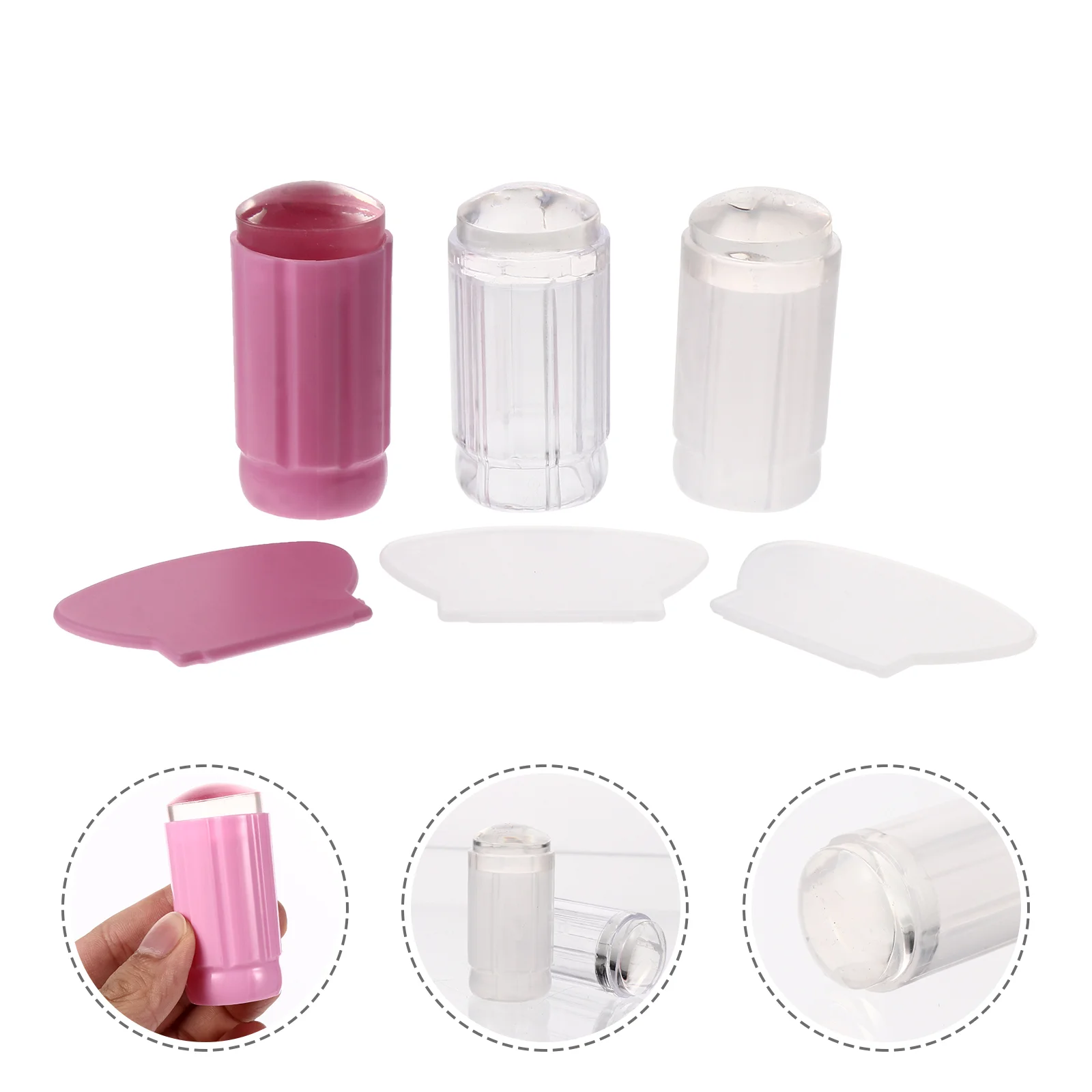 

6 Pcs Nail Silicone Stamp Lids Stamping Kit Almond Manicure Stamper Silica Gel Plate Polish Tool