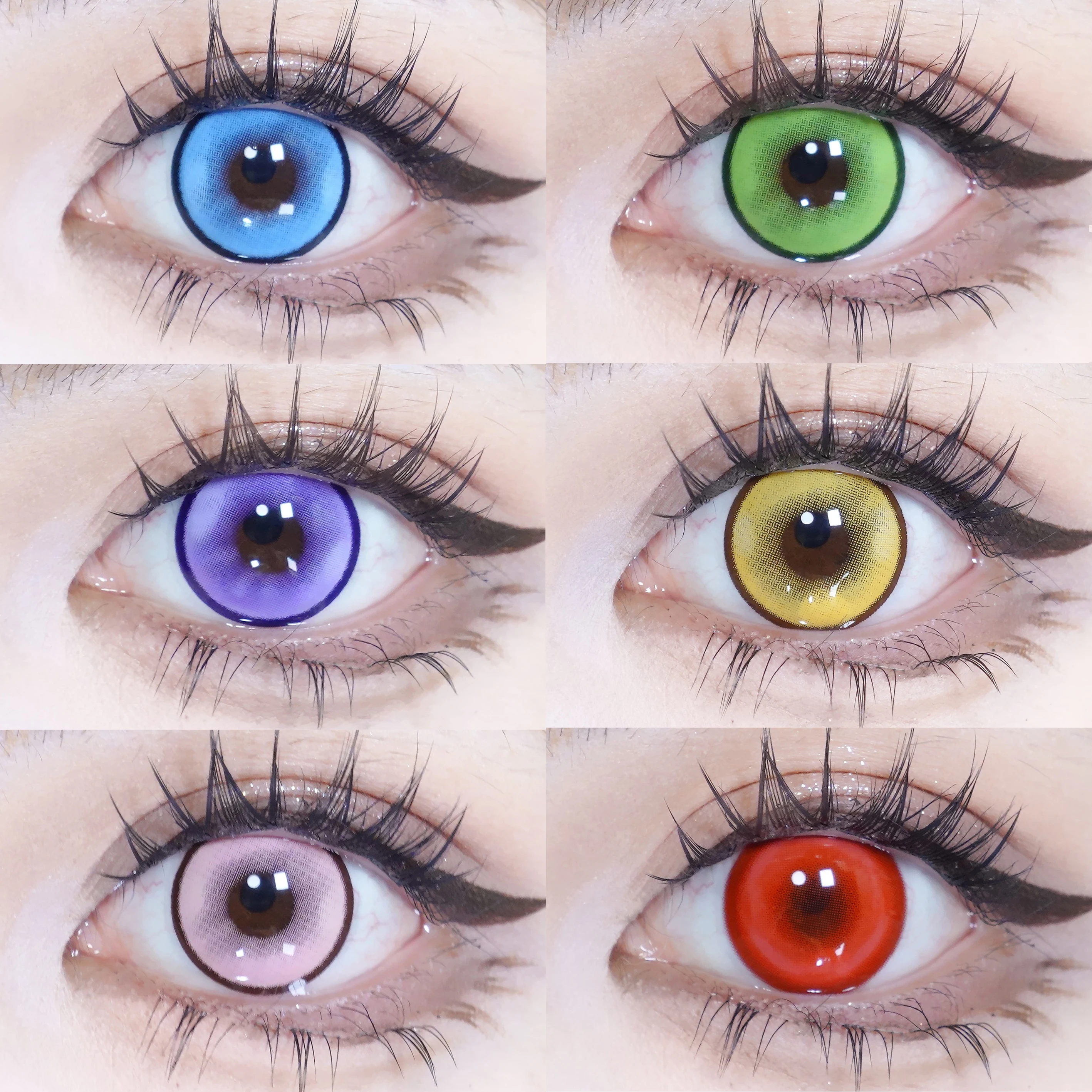 Abgestufte 1 Paar farbige Kontaktlinsen Anime Halloween Cosplay Softlens 14,5 mm 6 Monate