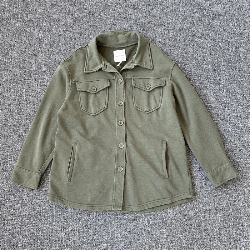 Damen Große Größe Fce Sweatirt Single Button Reine Farbe Kragen Casual Frühling Herbst Jaet Kragen Lange Sve Cott...