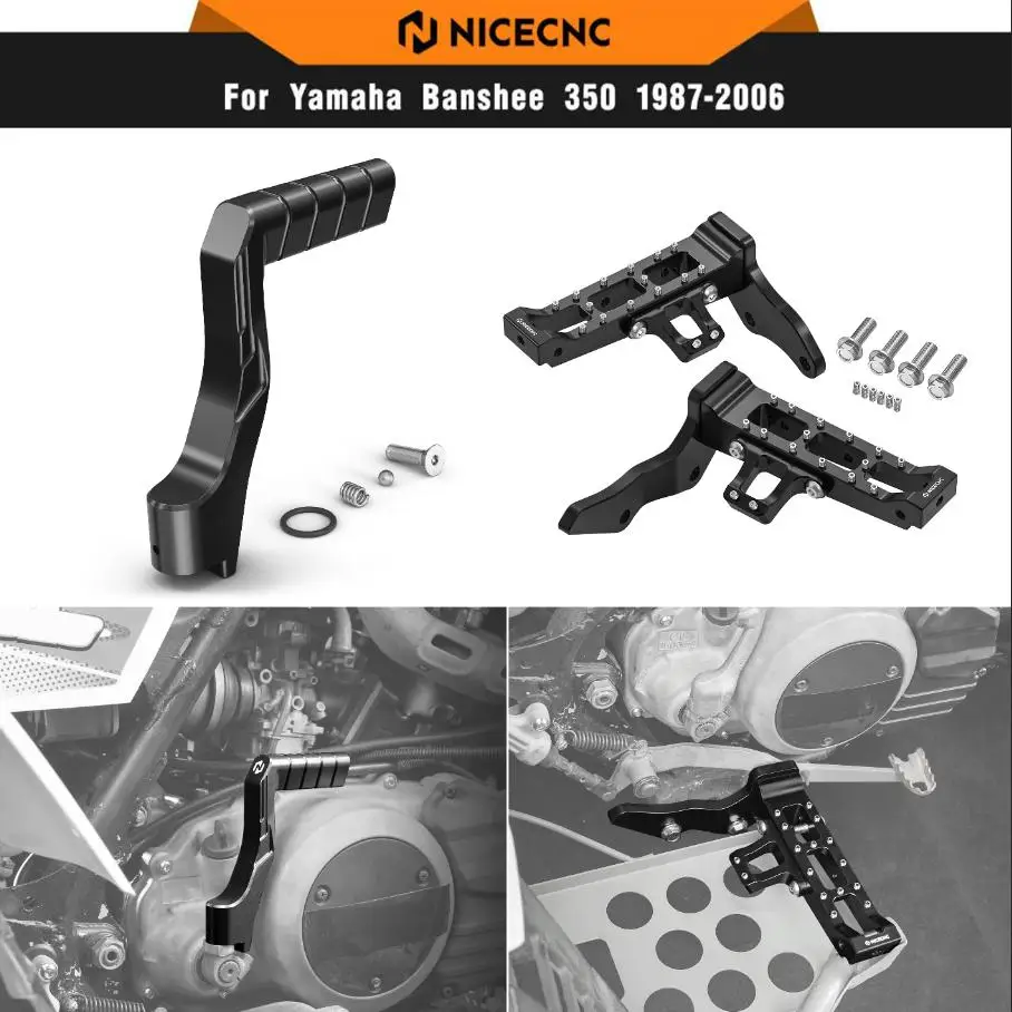 

NICECNC Extended Wider Foot Pegs & kickstarter Starter Lever For Yamaha Banshee 350 1987-2006 Replaces 2GU-15620-01-00 Aluminum