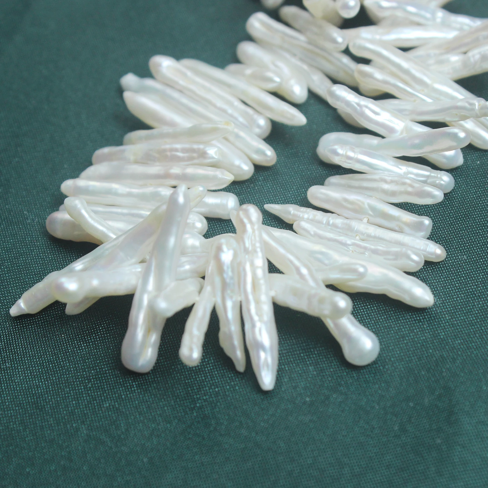 Natuurlijke Zoetwaterparel Witte Barokke Middelste Gat Tandenstoker Lange Strip Vorm Losse Kralen Armband Ketting Oorbel Kralen