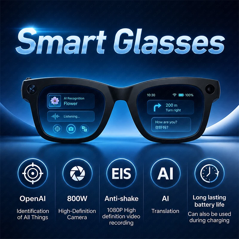 Audio Music Recognition - Smart Glasses 800W HD Camera AI