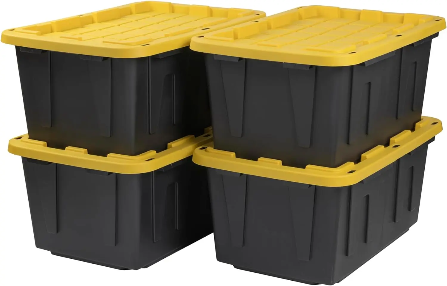 

27-Gallon Heavy Duty Tough Storage Container & Snap-Tight Lid, (14.3”H x 20.6”W x 30.6”D), Stackable Organization Tote [4 Pack]