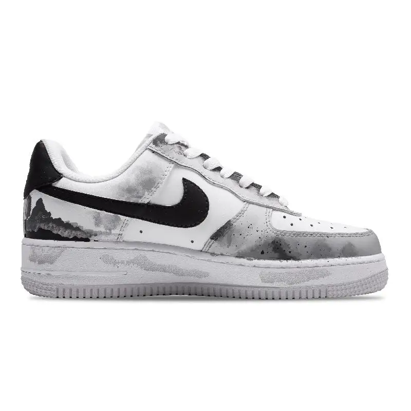 【Customize】Nike Air Force 1 Skateboard Shoes Men Low-Top Black/White/Grey Sneakers shoes FJ4146-100